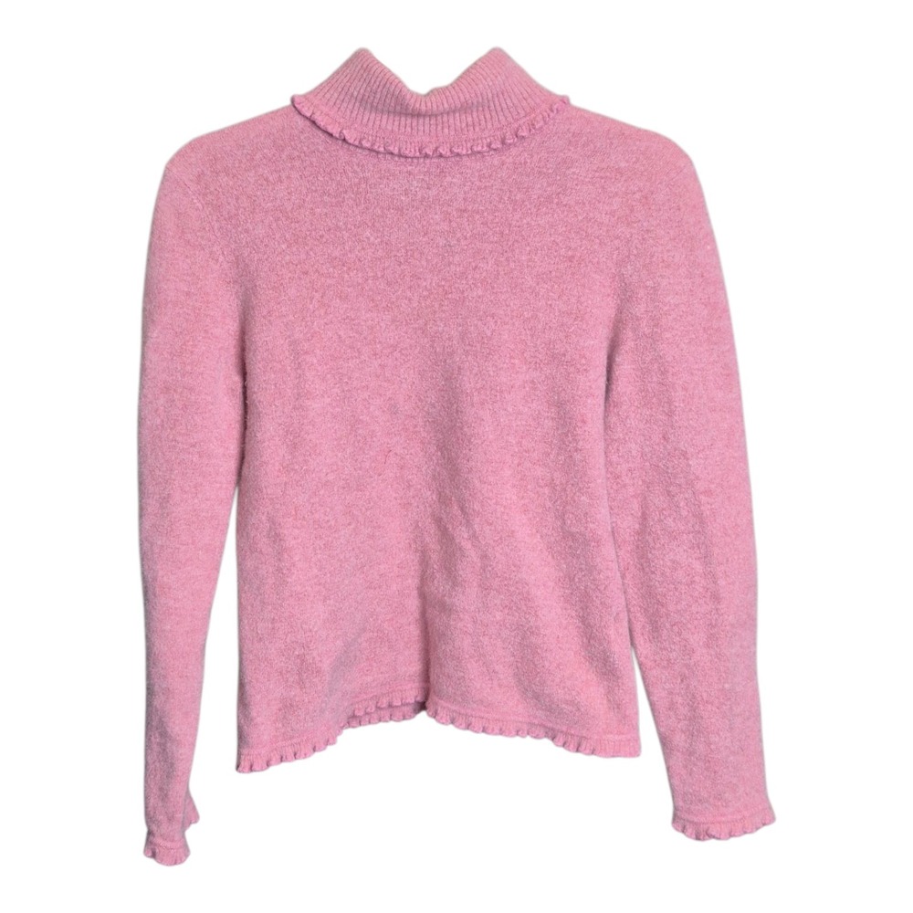VTG Ralph Lauren Womens M Pink Angora Turtleneck Sweater Cottagecore Minimalist - Picture 2 of 6